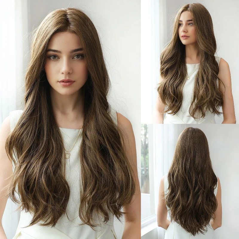 Human - hair long - length wig for a natural and luxurious feelHairCube Long Soft Curls Free Part Monofilament Synthetic Wig - Luxurious Waves