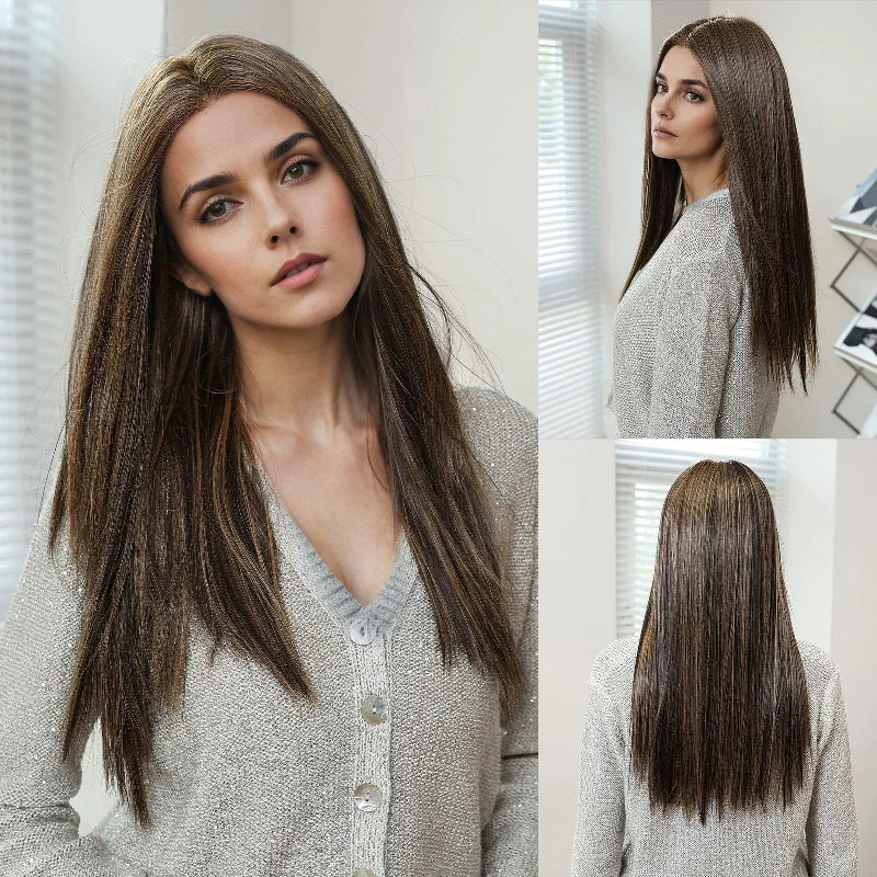 Long - length wig with a wispy fringe for a soft and feminine lookHairCube Silky Straight Free Part Monofilament Synthetic Wig - Sleek & Sophisticated Elegance