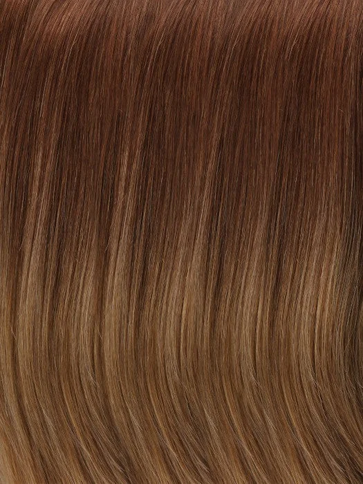 *B8/30-14/26RO | Light Ombre | Med Red-Gold Brown Roots to Midlengths. Lt Gold Blonde Midlengths to Ends