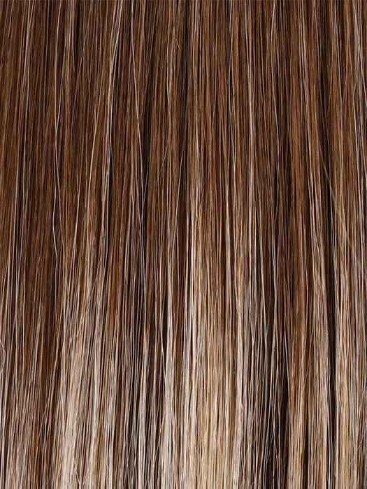 S14-26/88RO SUNSHINE | medium brunette roots fade to warm, honey blond hues at the ends creating a naturally sun-kissed look