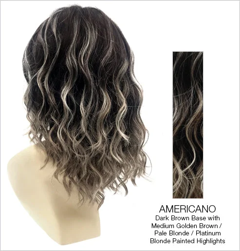 AMERICANO | Dark Brown Base with Medium Golden Brown, Pale Blonde, and Platinum Blonde Highlights