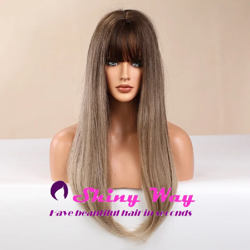 Long - length wig with a straight texture for a sleek and glamorous lookS155