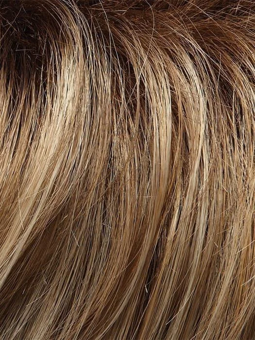 12FS8 | Medium Natural Gold Blonde, Light Gold Blonde, Pale Natural Blonde Blend, Shaded with Dark Brown