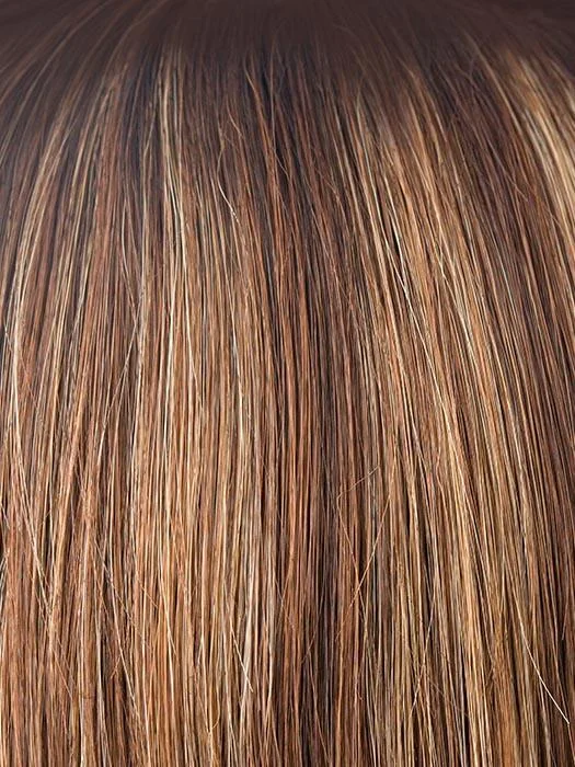 AUBURN-SUGAR-R | Rooted Dark Auburn with Medium Auburn Base with Dark Strawberry Blonde Highlights